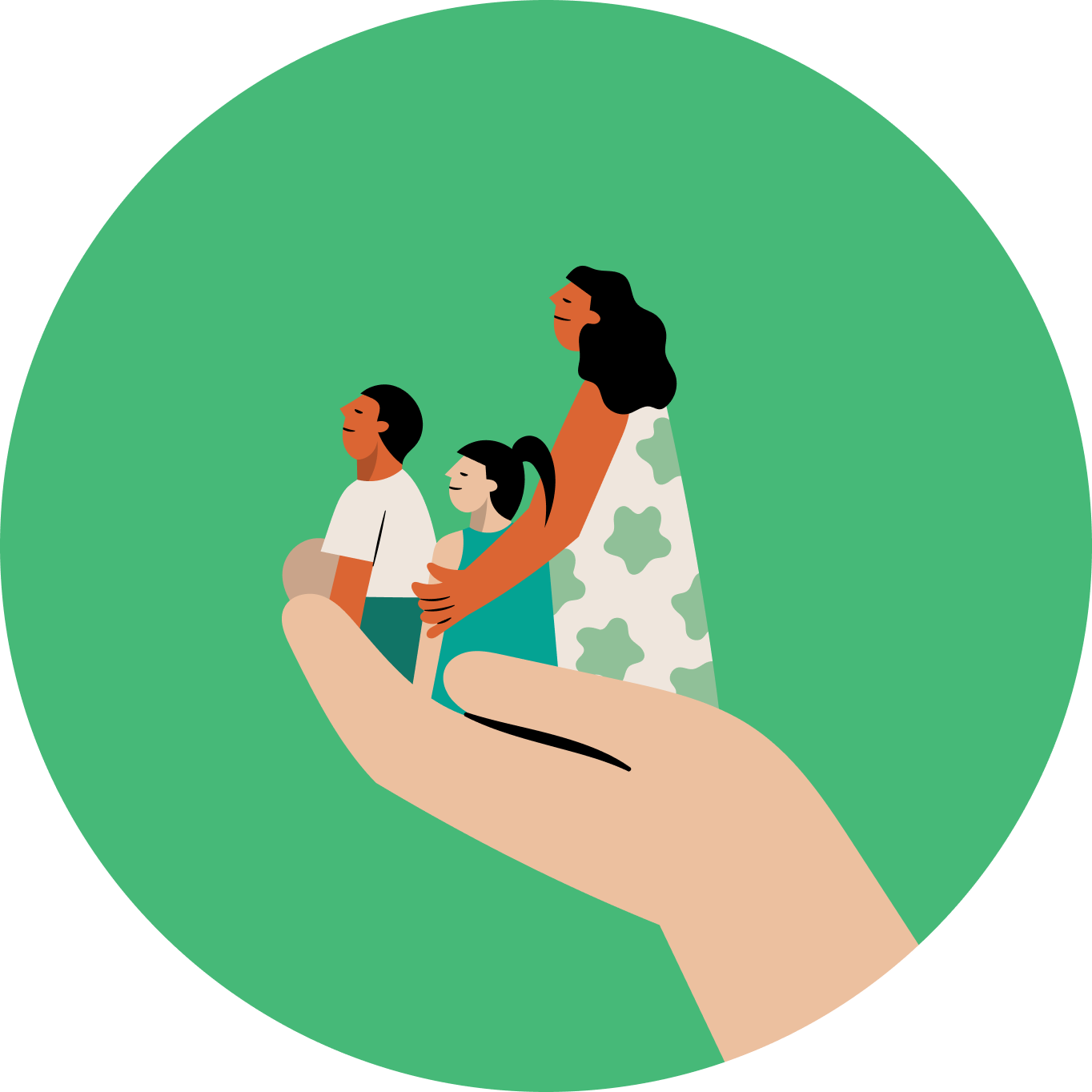 Four people in green Kupu shirts holding plants in an outdoor setting.